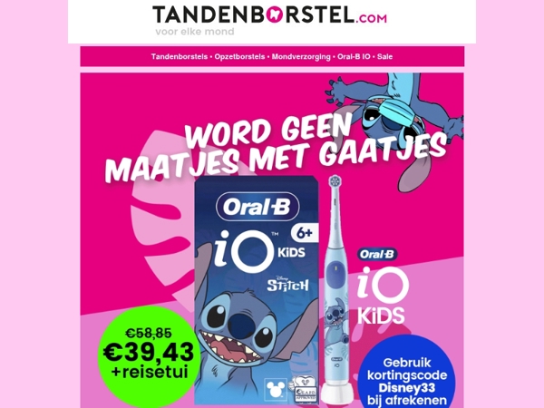 🎁 Exclusief voor jou: 33% korting op nieuwe Oral-B iO Kids Stitch & Spider-Man