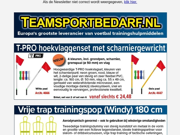 NIEUW! T-PRO hoekvlaggenset met scharnier (4 kleuren) - slechts € 24,90