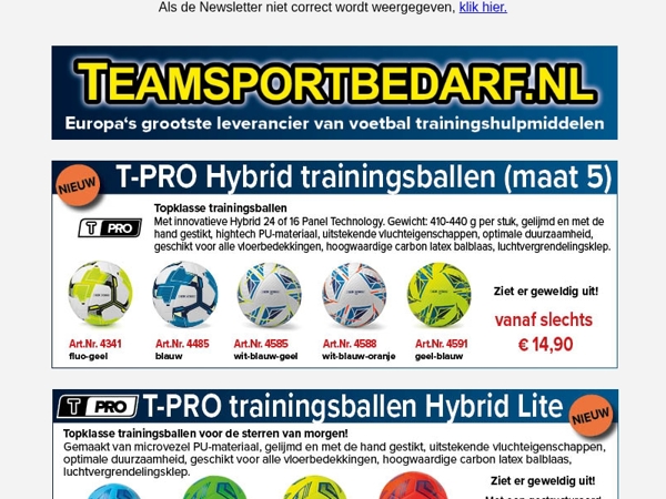 NIEUW! Voetbal - T-PRO Hybrid trainingsballen - vanaf slechts € 14,90