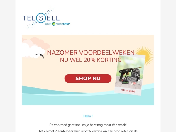 Nog maar één week 20% korting