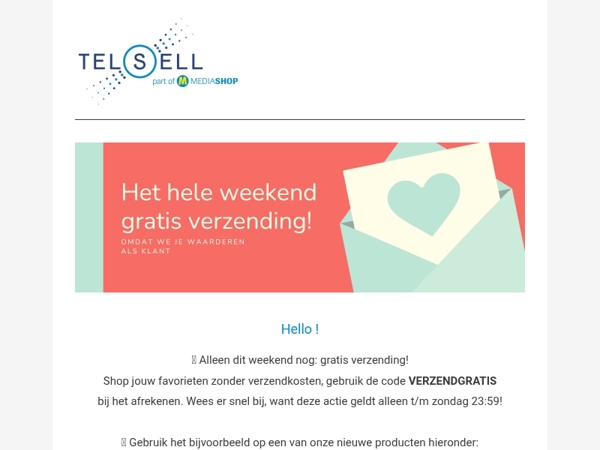 Gratis verzending bij elke bestelling!