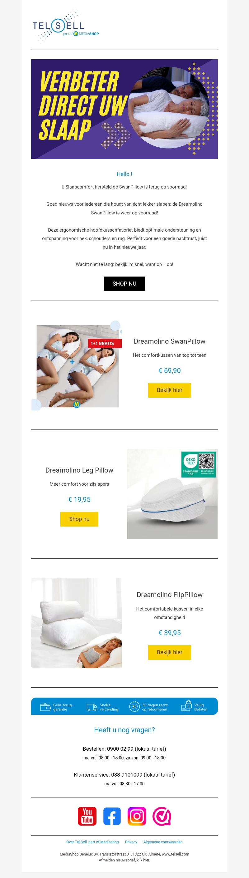 Terug op voorraad: Dreamolino SwanPillow Terug op voorraad: Dreamolino SwanPillow