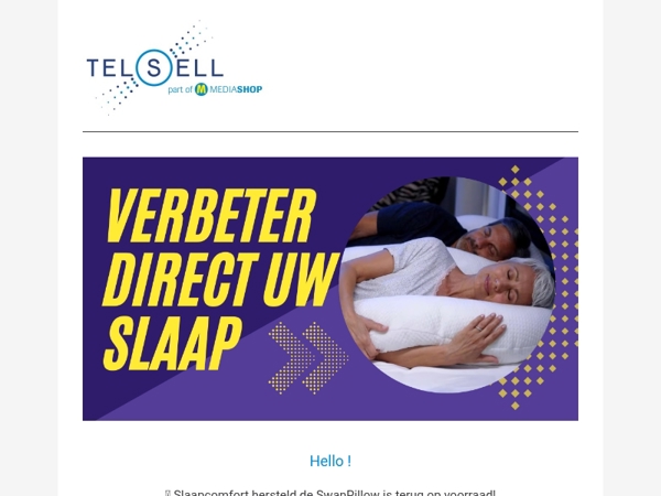 Terug op voorraad: Dreamolino SwanPillow