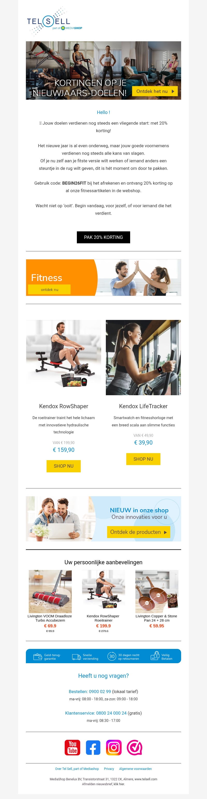 20% korting op alle fitnessartikelen! 20% korting op alle fitnessartikelen!