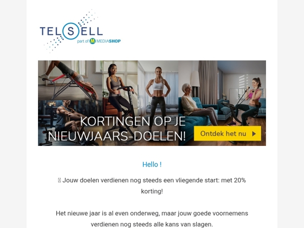20% korting op alle fitnessartikelen!