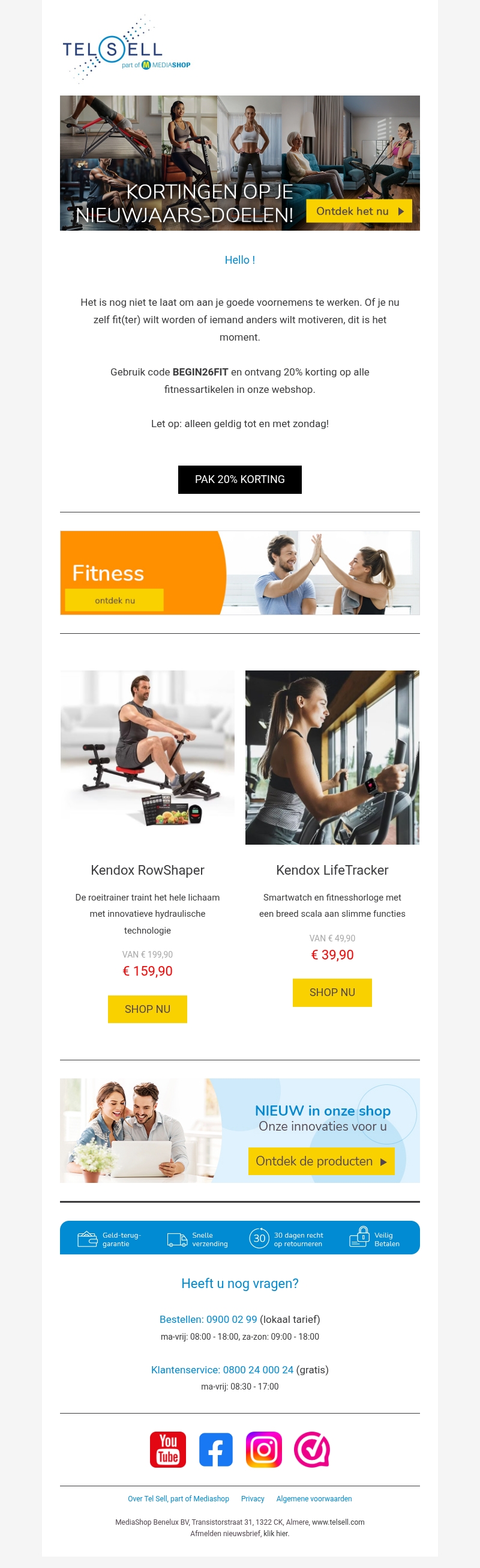 Laatste week 20% korting op alle fitnessartikelen! Laatste week 20% korting op alle fitnessartikelen!
