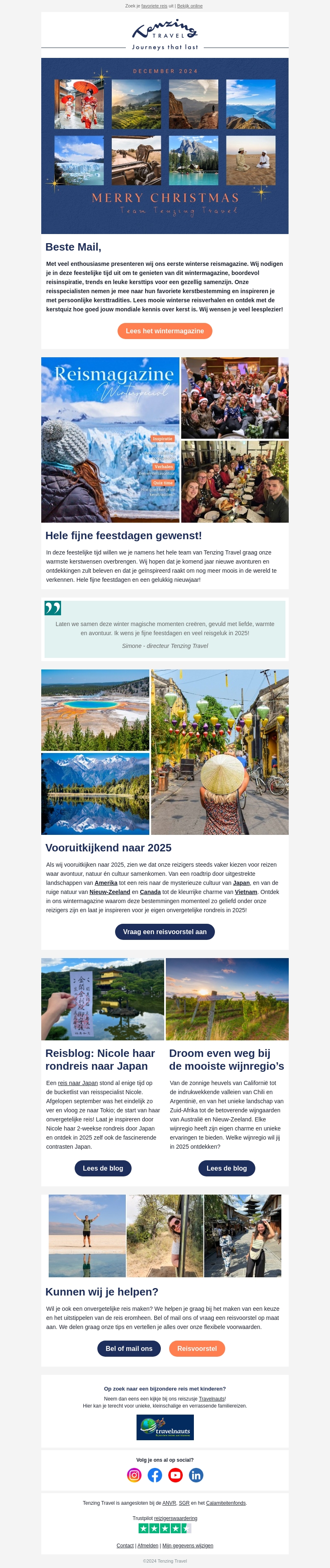 Een warme kerstgroet en een inspirerend winters reismagazine! 🎄 Een warme kerstgroet en een inspirerend winters reismagazine! 🎄