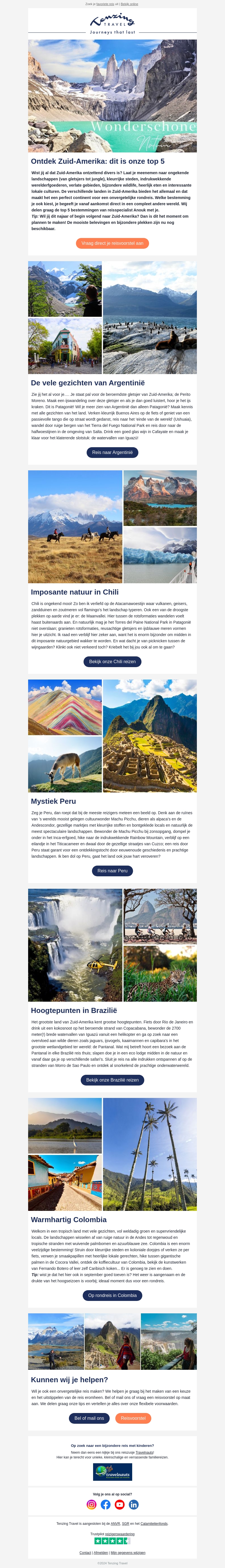 Klaar voor een reis naar Zuid-Amerika, Mail? Klaar voor een reis naar Zuid-Amerika, Mail?