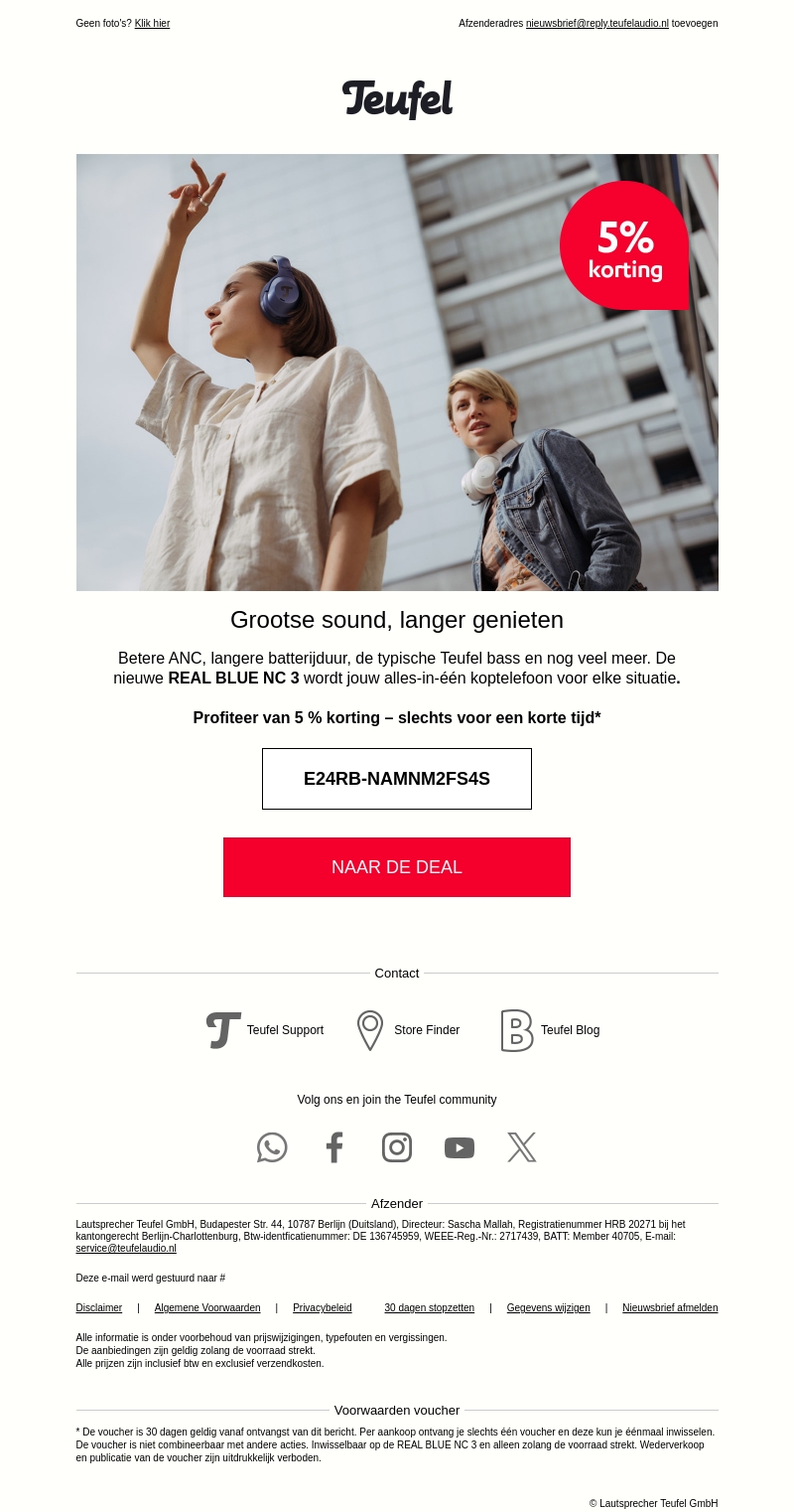 Jouw exclusieve 5% voucher voor de REAL BLUE NC 3 Jouw exclusieve 5% voucher voor de REAL BLUE NC 3