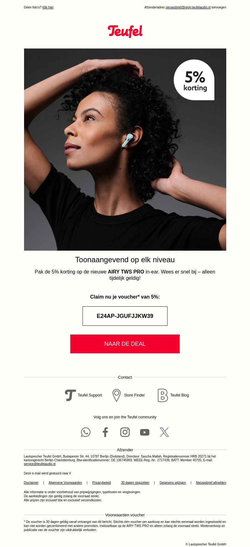 Mis het niet: 5% korting op de AIRY TWS PRO! Mis het niet: 5% korting op de AIRY TWS PRO!