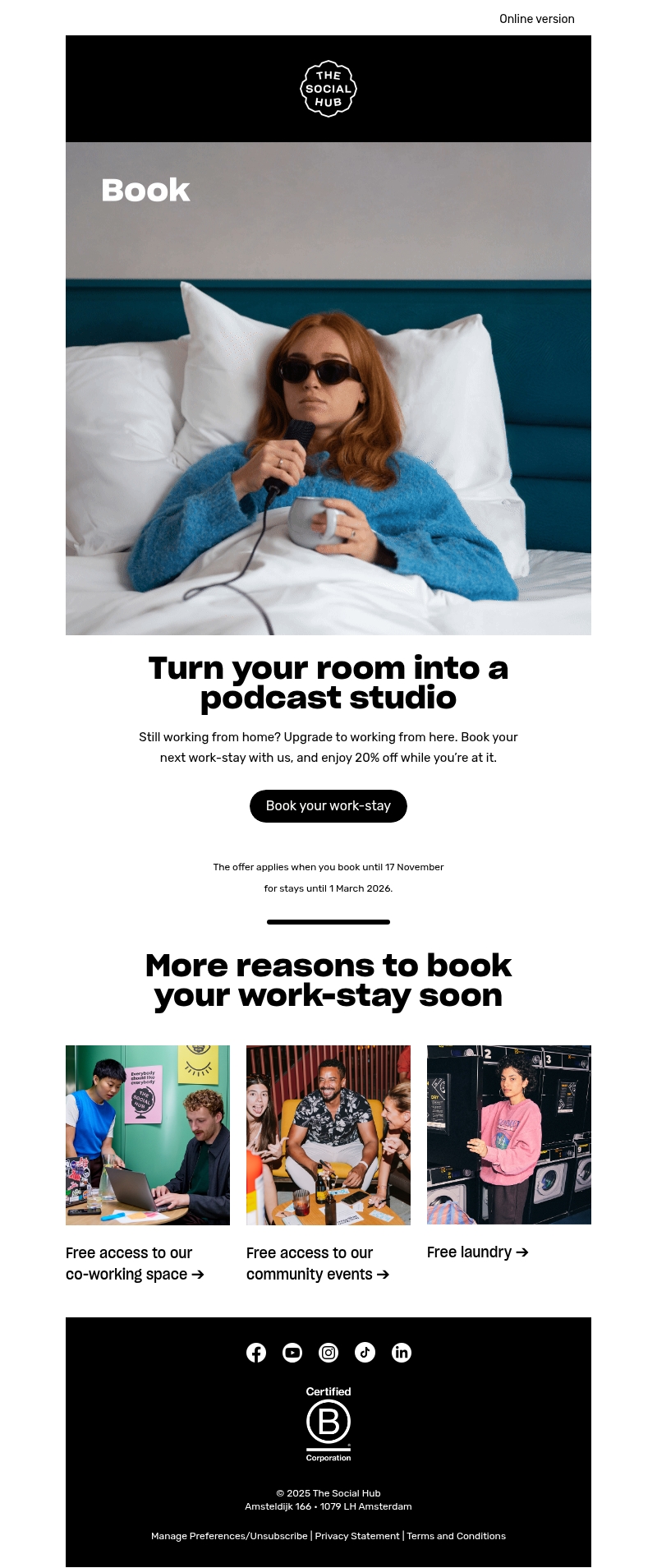 20% off your next work-stay 20% off your next work-stay