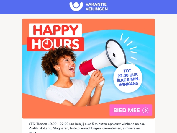 📢YES! Happy Hours tussen 19.00 - 22.00 uur