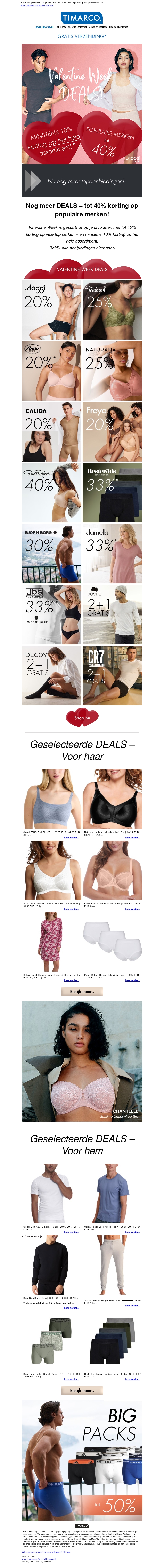 Valentine DEALS | Sloggi 20%❤️ Triumph 25% ❤️ CALIDA 20% – nu nog meer! Valentine DEALS | Sloggi 20%❤️ Triumph 25% ❤️ CALIDA 20% – nu nog meer!