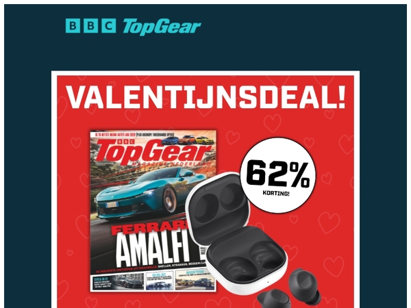 TopGear Valentijnsdeal: Halfjaar + Samsung Buds ❤️
