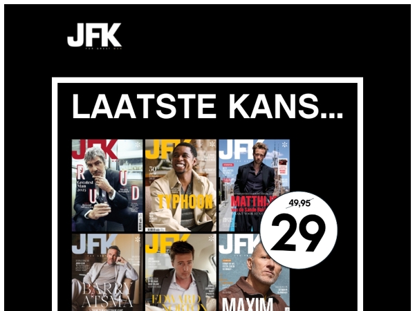 Profiteer snel: 1 jaar JFK voor 29 euro