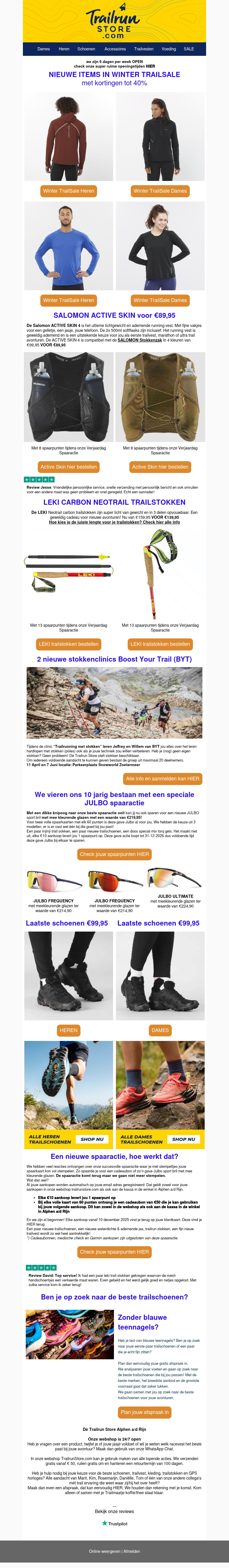 WINTER TRAILSALE tot 40% KORTING nieuwe items toegevoegd WINTER TRAILSALE tot 40% KORTING nieuwe items toegevoegd