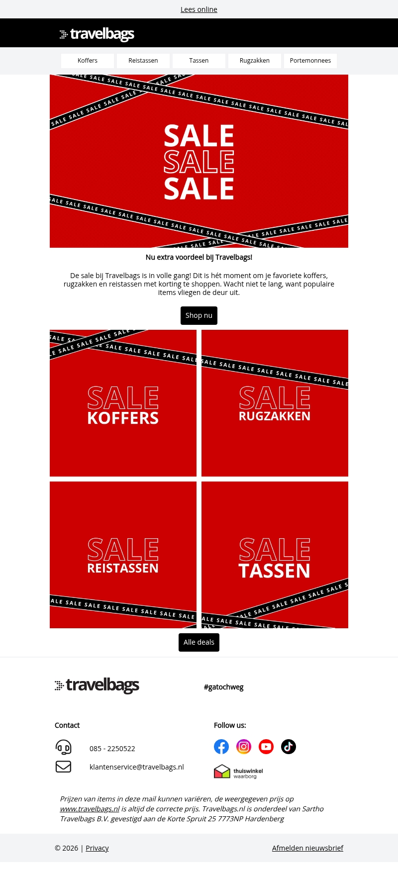 ‼️ SALE bij Travelbags ‼️ SALE bij Travelbags