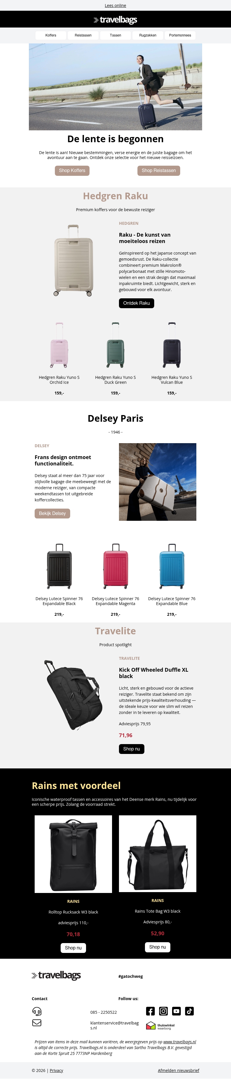 De lente is begonnen! Shop Hedgren, Delsey, Travelite en meer... De lente is begonnen! Shop Hedgren, Delsey, Travelite en meer...