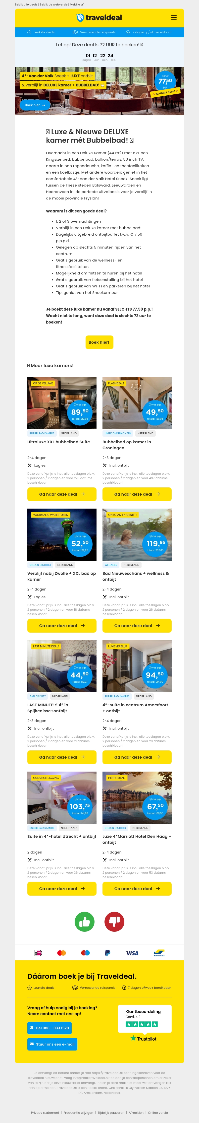 π± Boek nu: DELUXE Bubbelbadkamer Van der Valk Sneek + ontbijt + wellness 77,50 p.p.! π₯ π± Boek nu: DELUXE Bubbelbadkamer Van der Valk Sneek + ontbijt + wellness 77,50 p.p.! π₯