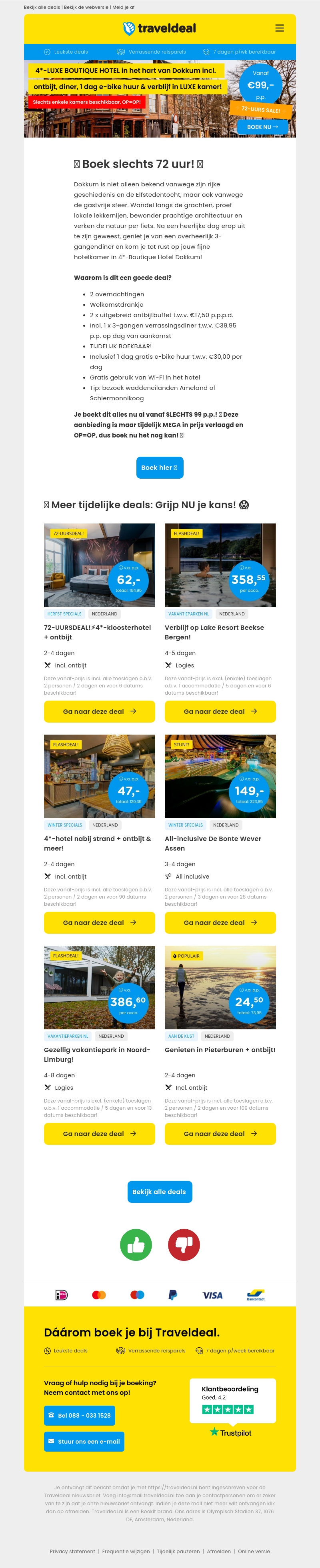 ⚡ Dinsdag-DEAL! ⚡ 3 dagen LUXE 4*-boutique hotel Dokkum + ontbijt & diner + GRATIS e-bike huur €99 p.p.! 😱🤯 ⚡ Dinsdag-DEAL! ⚡ 3 dagen LUXE 4*-boutique hotel Dokkum + ontbijt & diner + GRATIS e-bike huur €99 p.p.! 😱🤯