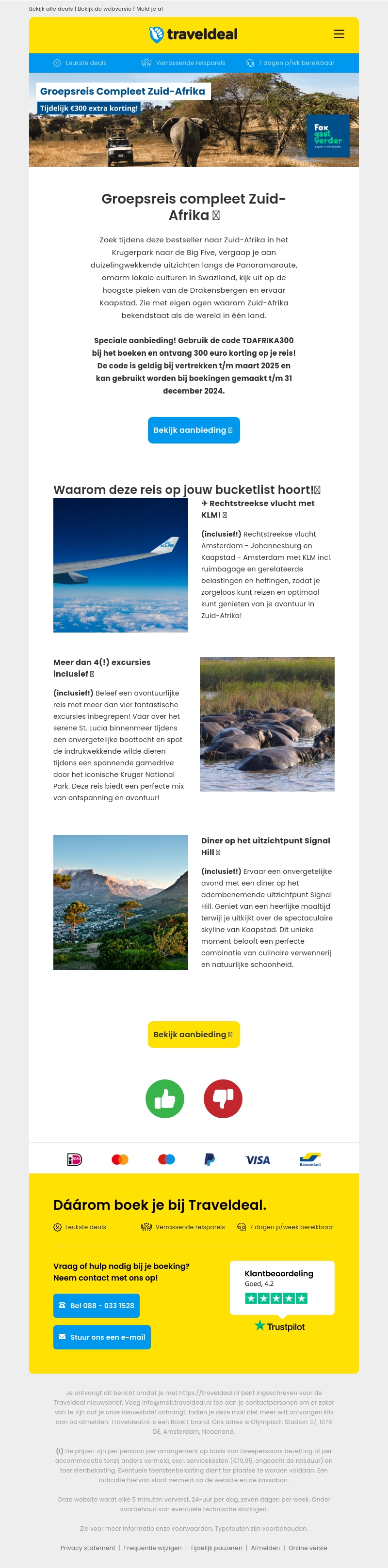 🐘🦒 Zuid-Afrika wacht: 22-daagse groepsreis nú met 300 euro korting! 🐘🦒 Zuid-Afrika wacht: 22-daagse groepsreis nú met 300 euro korting!