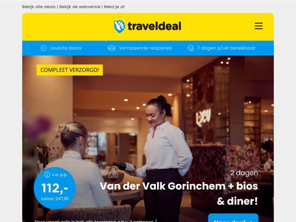 🎬 Van der Valk Gorinchem + bios + 3-gangendiner v.a. 112 | ✈️ Caïro Excursietrip v.a. 559 p.p.!