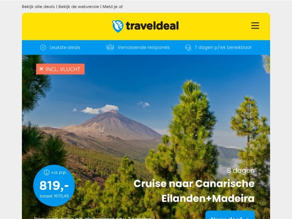 ⏳ Laatste kans! Boek nu Cruise Canarische eilanden, Vdv Texel of Lapland excursiereis!