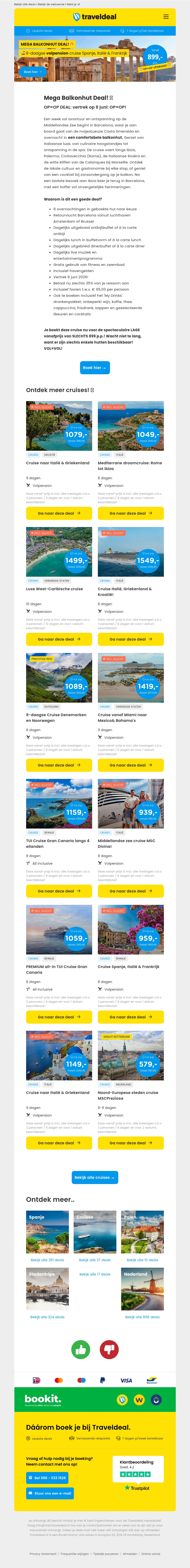 OP=OP BALKONHUT DEAL 🔥 9-daagse cruise Spanje, Italië & Frankrijk + VOLPENSION NU 899 p.p.! 🤯 OP=OP BALKONHUT DEAL 🔥 9-daagse cruise Spanje, Italië & Frankrijk + VOLPENSION NU 899 p.p.! 🤯