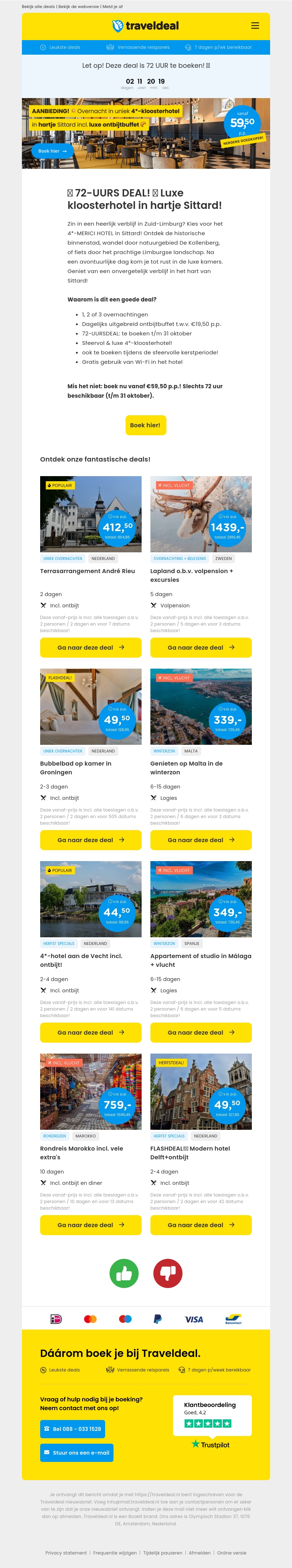 72-UURS DEAL! π₯ Uniek & LUXE 4*-kloosterhotel in hartje Sittard + ontbijt 59,50 p.p.! π± 72-UURS DEAL! π₯ Uniek & LUXE 4*-kloosterhotel in hartje Sittard + ontbijt 59,50 p.p.! π±