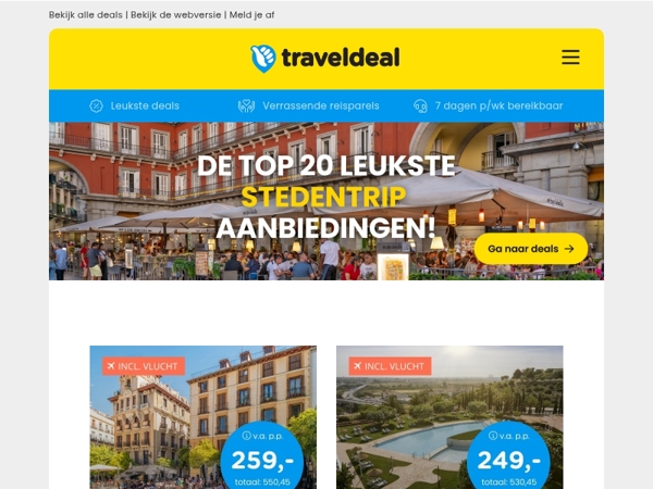 Ja, je leest het goed: stedentrips vanaf SLECHTS €159 p.p.! 🤯