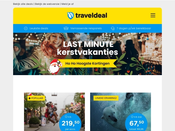 Last minute kerstvakanties met de hoogste kortingen! 🎄⏰