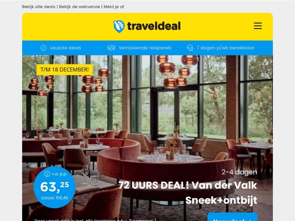 Laatste kans! 📢🚨 Van der Valk Sneek + LUXE ontbijt & wellness 63,25 | 4*-Fletcher Sauerland + ontbijt 42,50 & meer!