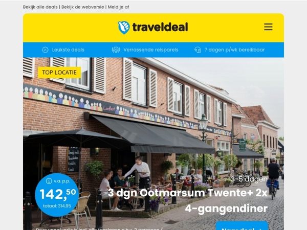 3 dgn Ootmarsum + 2x 4-gangendiner v.a. 142,50 | Stedentrip Londen + HILTON hotel v.a. 249 p.p.!