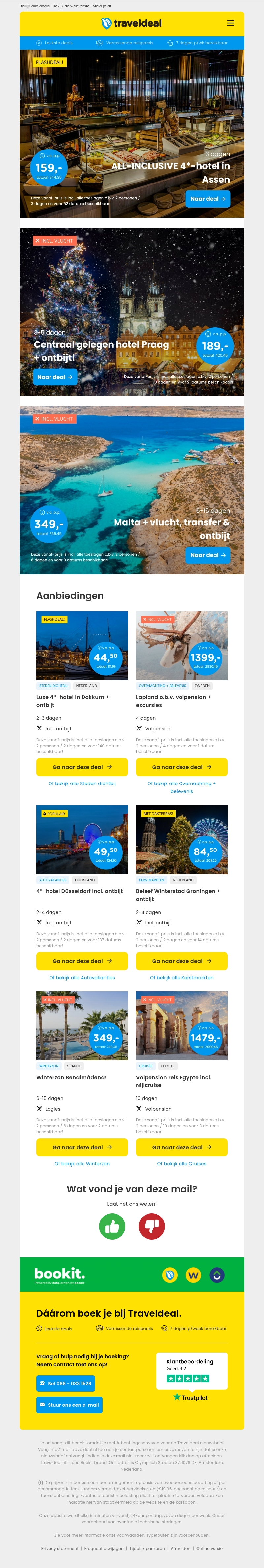 FLASHDEAL! ⚡ 3 dgn all-inclusive de Bonte Wever v.a. 159 | Stedentrip Praag + ontbijt v.a. 189 p.p.! FLASHDEAL! ⚡ 3 dgn all-inclusive de Bonte Wever v.a. 159 | Stedentrip Praag + ontbijt v.a. 189 p.p.!