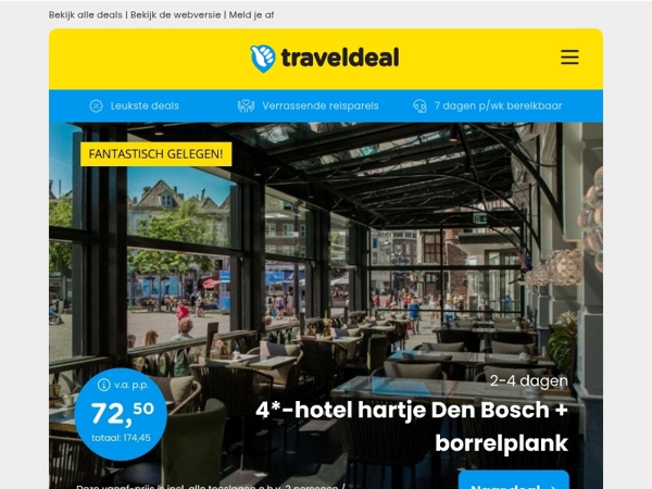 ⚡️ 4*-hotel in hartje Den Bosch + ontbijt & borrelplank v.a. 82,50 | 5-daagse all-in Lapland reis v.a. 1099 p.p.!