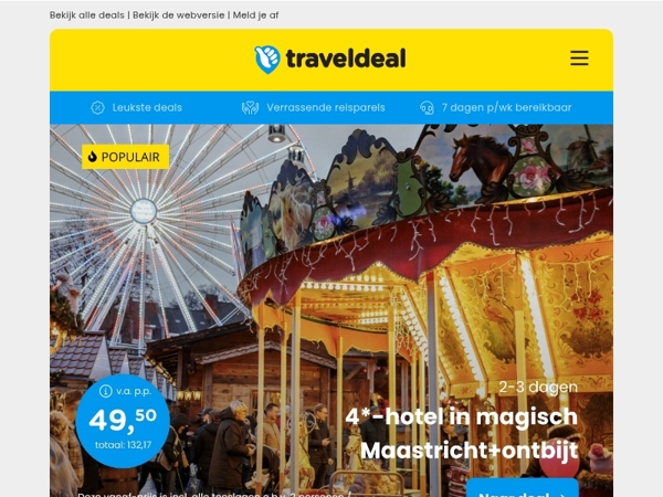 🎄Kerstmarkten 4*-Surprise Maastricht v.a. 49,50 | 3-8 dgn kasteelhotel aan de Moezel + 4-gangendiner v.a. 239 p.p.!