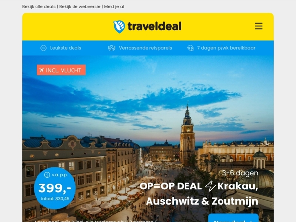 Extra goedkoop 💥 Excursietrip Krakau + Auschwitz & Zoutmijn v.a. 399 | All-inclusive Deal Zeeland v.a. 49,50 p.p.!