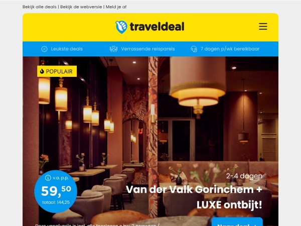 TIJDELIJK: OP=OP Van der Valk aanbiedingen! 🔥 Gorinchem, Witte Bergen Hilversum of Texel vanaf €52 p.p. + ontbijt!