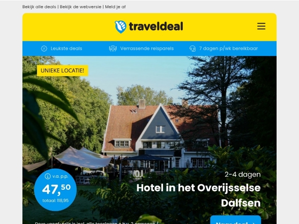 Verblijf op Landgoed Gerner Dalfsen v.a. 47,50 | Stedentrip Marrakech + ontbijt v.a. 259 p.p.! ✨