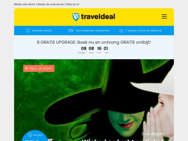✨ Beleef de magie van "Wicked the Musical" in Londen + GRATIS ontbijt 339 p.p.! 🔥