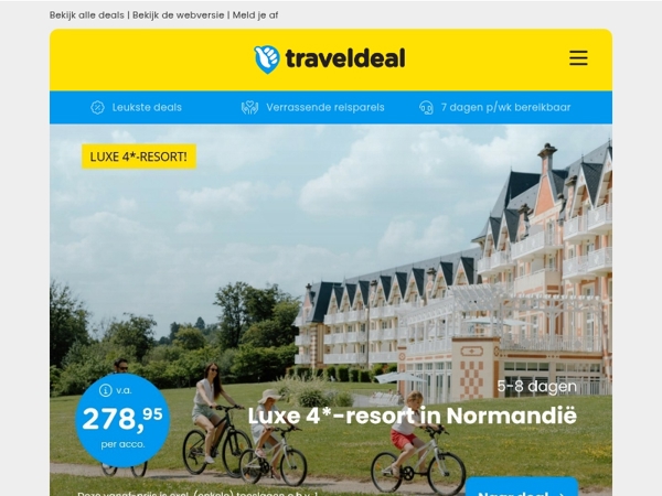 NIEUW! 🚨 4*-Resort Normandië v.a. 278,95 per acco | 3 dgn luxe hotel aan de Moezel + wellness v.a. 199 p.p.!