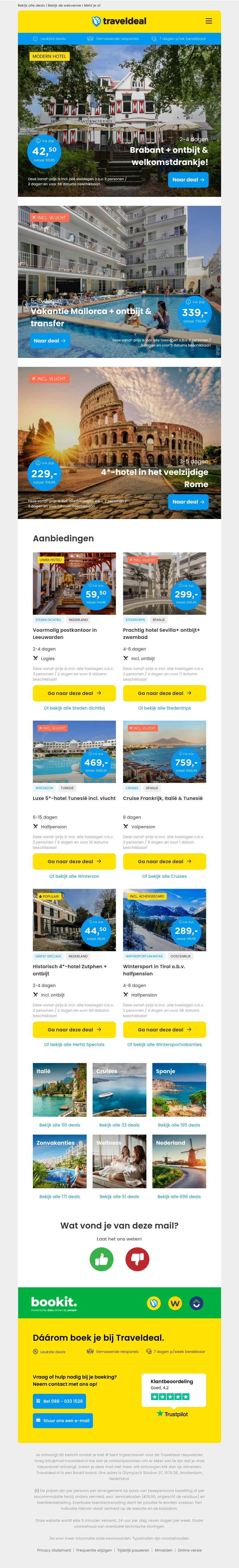 Verblijf in Brabant + ontbijt & welkomstdrankje v.a. 42,50 | Vakantie Mallorca + ontbijt & transfer v.a. 339 p.p.! Verblijf in Brabant + ontbijt & welkomstdrankje v.a. 42,50 | Vakantie Mallorca + ontbijt & transfer v.a. 339 p.p.!