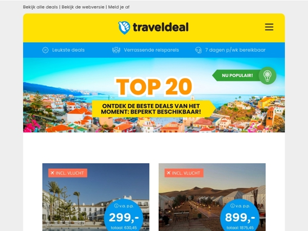 📣 De 𝗔𝗟𝗟𝗘𝗥𝗕𝗘𝗦𝗧𝗘 deals van het moment! 🚨 4*-Costa del Sol v.a. 299 | Rondreis Marokko + excursies v.a. 899 p.p.!