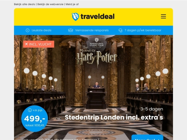 Citytrip Londen + Harry Potter v.a. 499 | Kerstshoppen Essen & Oberhausen + Van der Valk v.a. 54,50 p.p.! 🌟