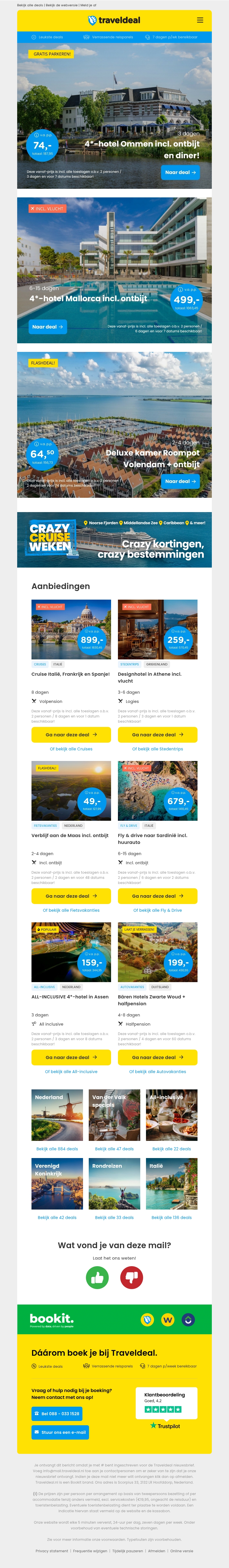 WAT 😱 3 dgn Ommen + ontbijt & 3-gangendiner v.a. 74 🤯| Nieuw! 4*-hotel Mallorca + ontbijt v.a. 499 p.p.! WAT 😱 3 dgn Ommen + ontbijt & 3-gangendiner v.a. 74 🤯| Nieuw! 4*-hotel Mallorca + ontbijt v.a. 499 p.p.!