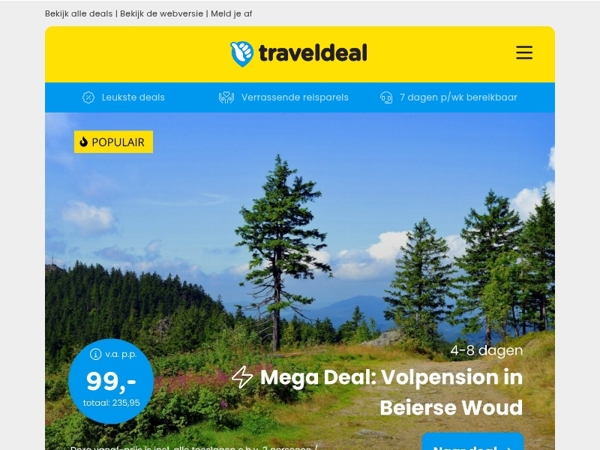 ⚡️SUPER DEAL! ⏰ 4-8 dgn volpension Beierse Woud v.a. 142 | Cruise Valencia, Sardinië, Rome & Toulon v.a. 949 p.p.!