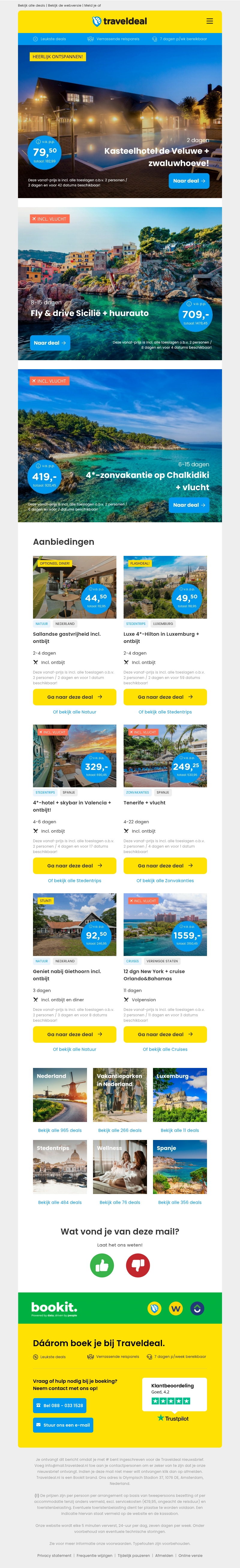 Luxe 4*-kasteelhotel Veluwe + entree Zwaluwhoeve v.a. 79,50 | 8-daagse fly & drive compleet Sicilië v.a. 679 p.p.! Luxe 4*-kasteelhotel Veluwe + entree Zwaluwhoeve v.a. 79,50 | 8-daagse fly & drive compleet Sicilië v.a. 679 p.p.!