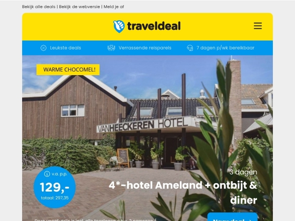 3 dgn 4*-Van Heeckeren hotel Ameland + ontbijt & diner v.a. 129 | Kerstshoppen Maastricht & Valkenburg 29,50 p.p.! 💥