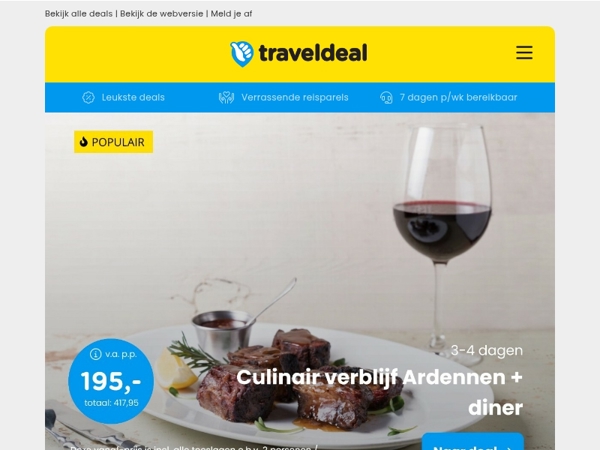 🍷 3 dgn Culinair Wildarrangement in de Ardennen v.a. 195 | 3 dgn kerstshoppen in Limburg + diner SLECHTS 99 pp!