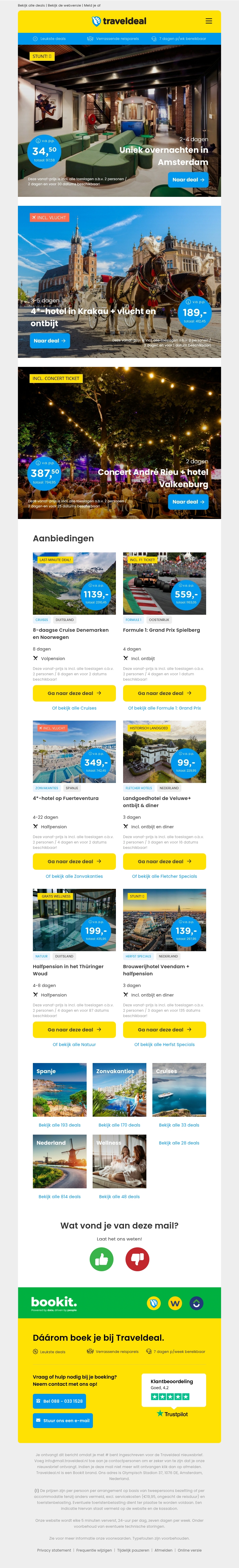 SUPER DEAL! 🤯 Amsterdam + ontbijt v.a. 34,50 | 4*-Stedentrip Krakau + ontbijt v.a. 199 p.p.! SUPER DEAL! 🤯 Amsterdam + ontbijt v.a. 34,50 | 4*-Stedentrip Krakau + ontbijt v.a. 199 p.p.!